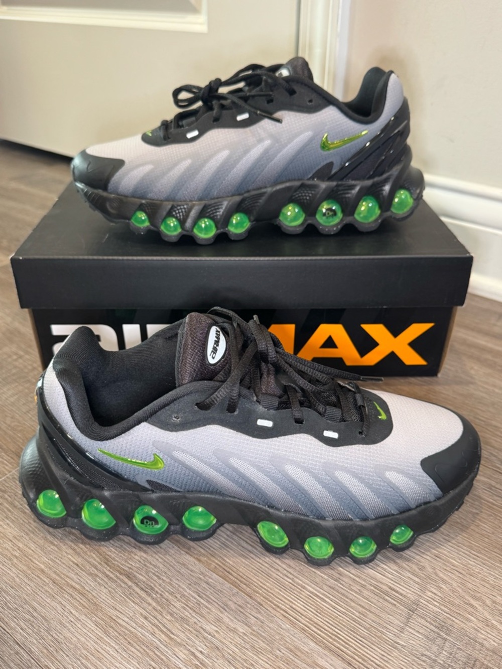 Nike Air Max DN8 Black Volt Smoke Grey Athletic Sneakers - Picture 2 of 16
